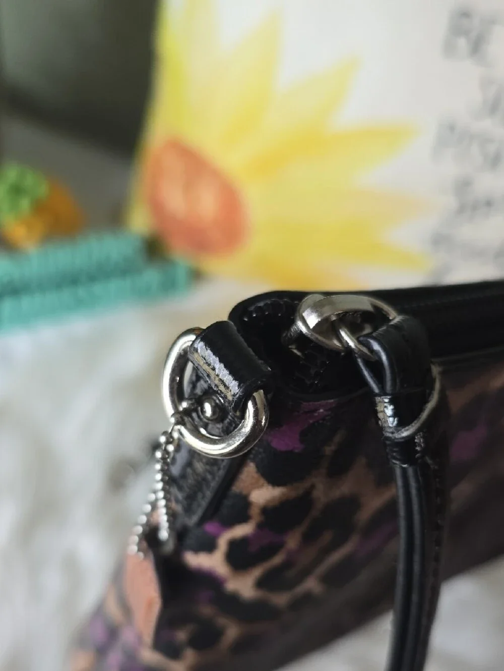 Coach OSCELOT Leopard Print Crossbody Purple, Tan And Black